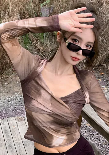 sheer printed top