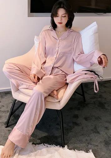 Buy PINK SATIN SILK PYJAMA SET W STORAGE BAG for Women Online in India