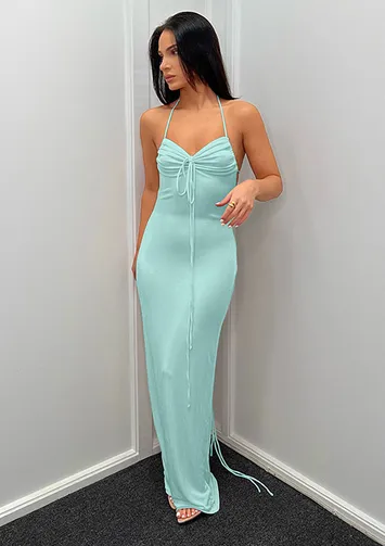 Light blue backless dress best sale