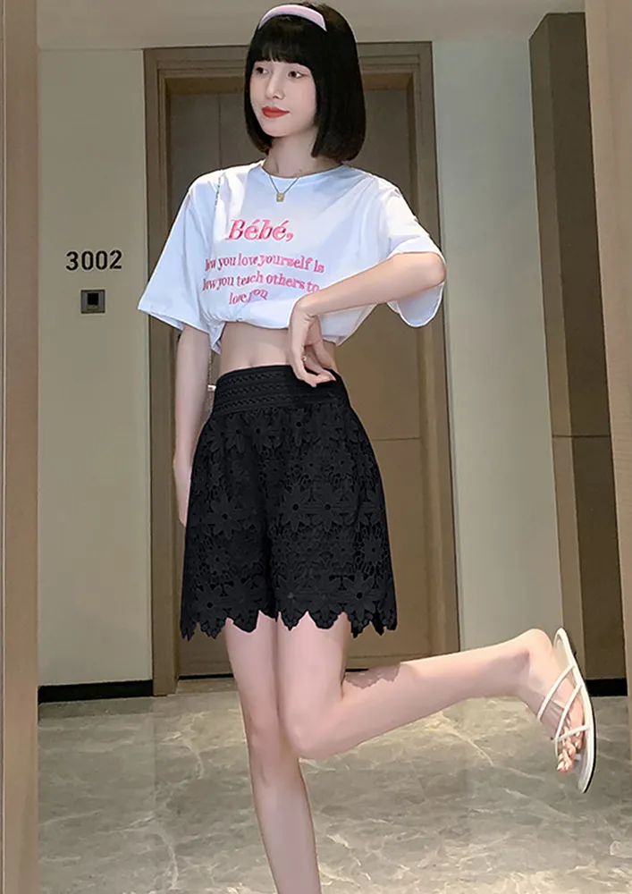 Black Free Size Lace Shorts