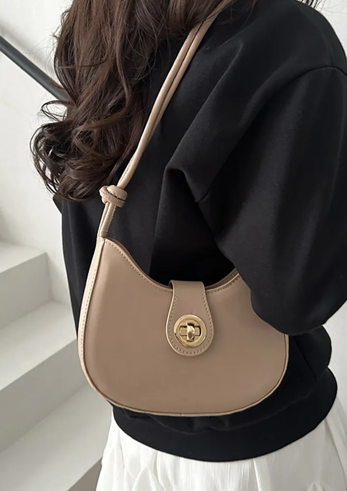 KHAKI ADJUSTABLE KNOTTED STRAP SLING BAG