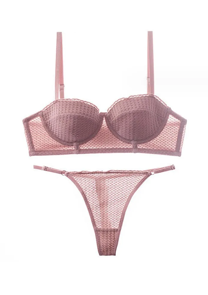 TEXTURED PUSH-UP BRA & THONG SET