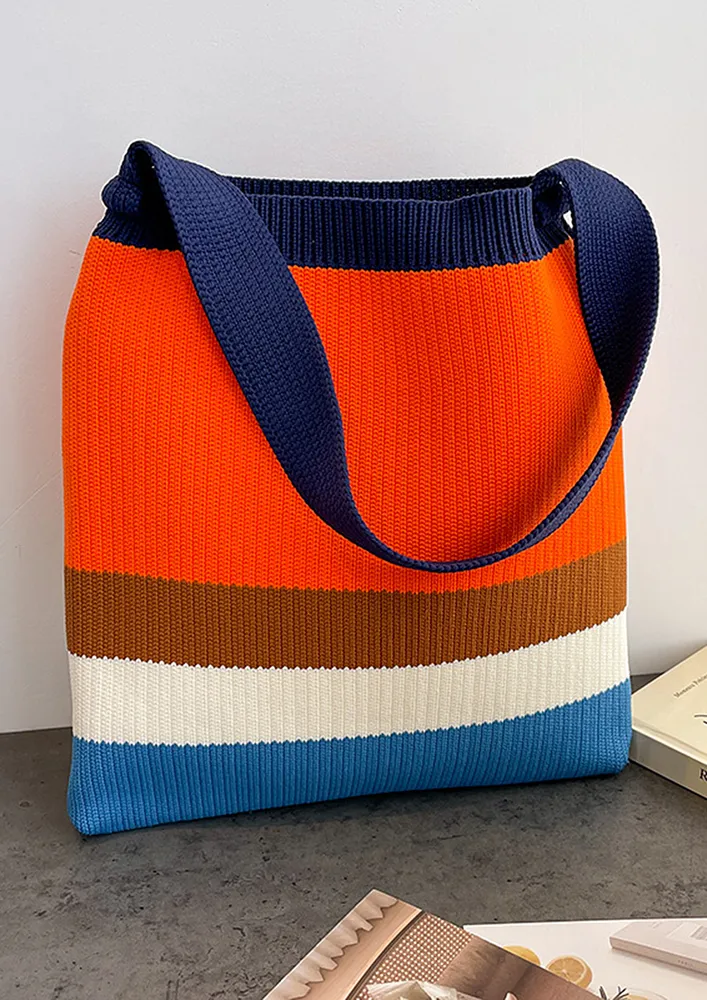 RIB-KNIT RETRO ORANGE TOTE BAG