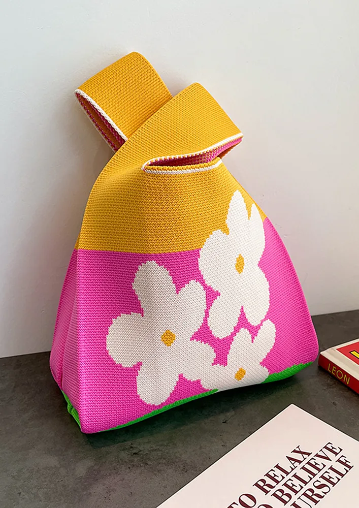 FLORAL PRINT YELLOW RETRO HANDBAG