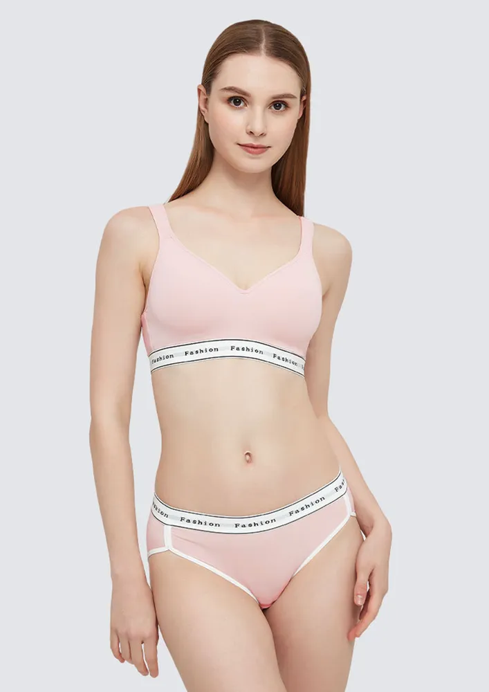 Pink Printed Band 2pc Lingerie Set