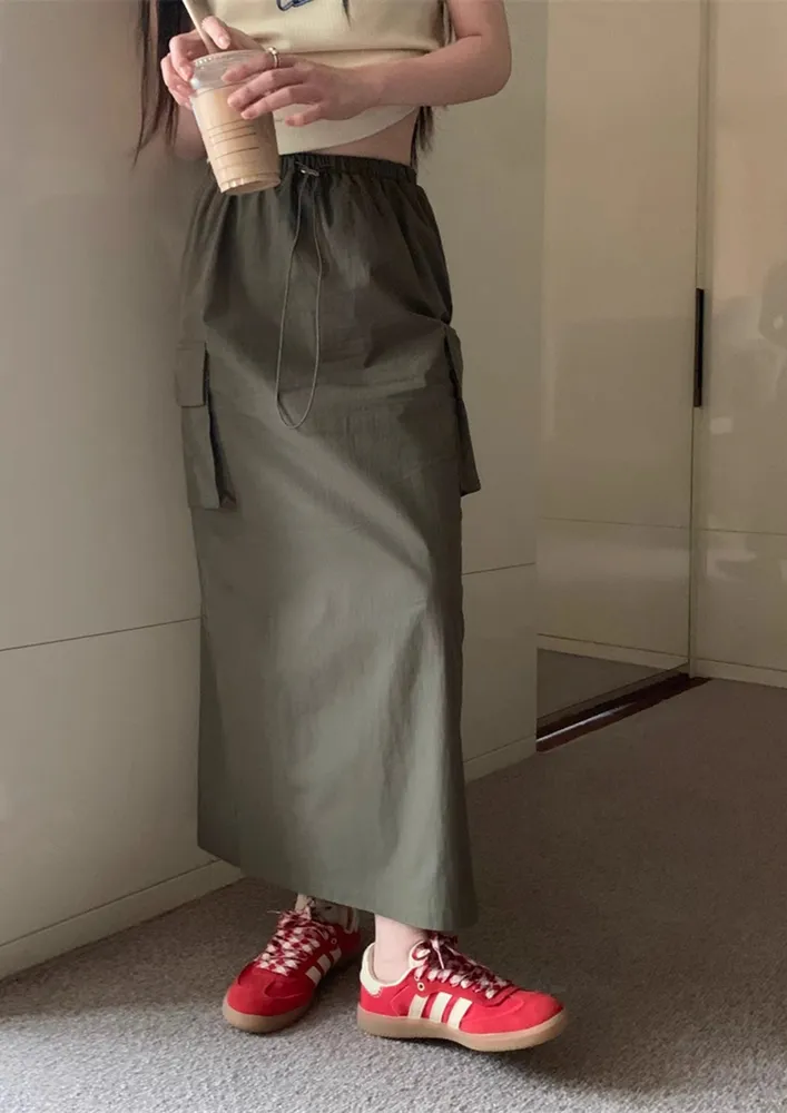 Green Cordstopper Waist Fs Skirt