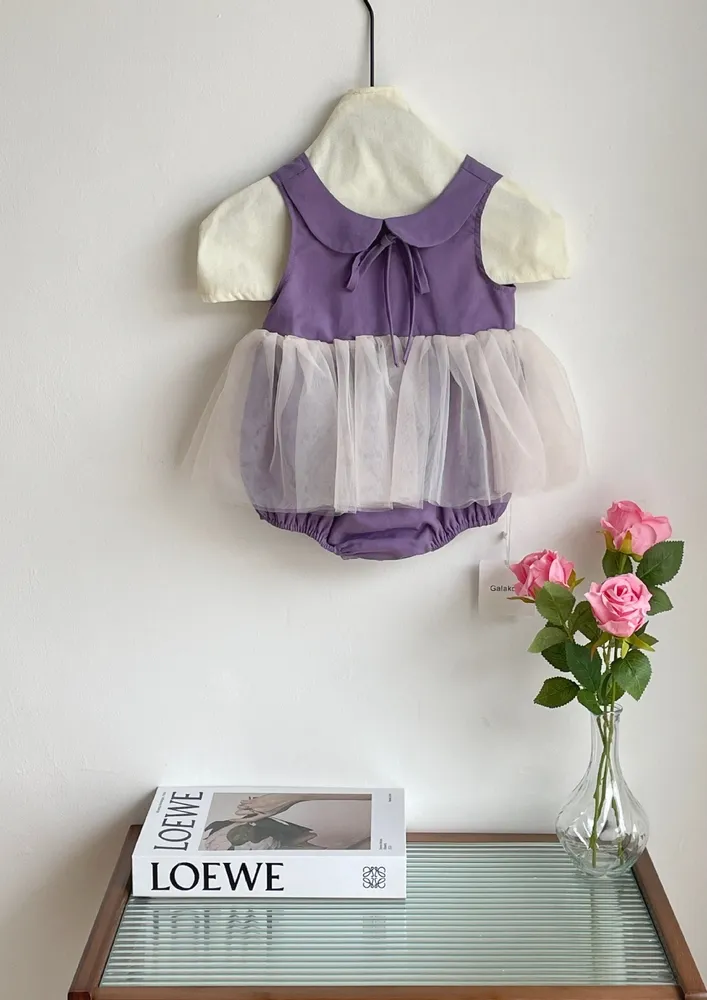 Girls Purple Colourblocked Onesie