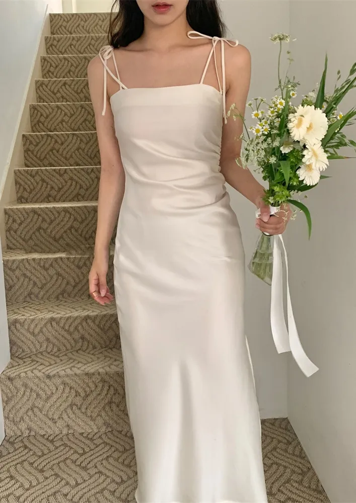 Tie-up Shoulder Slip Maxi Dress