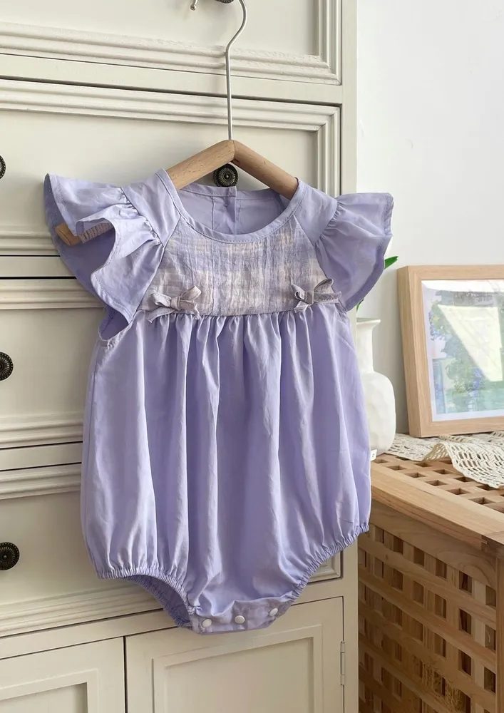 Girls Purple Flutter Sleeve Onesie