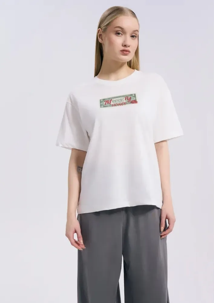 White Graphic Relaxed Fit T-shirt