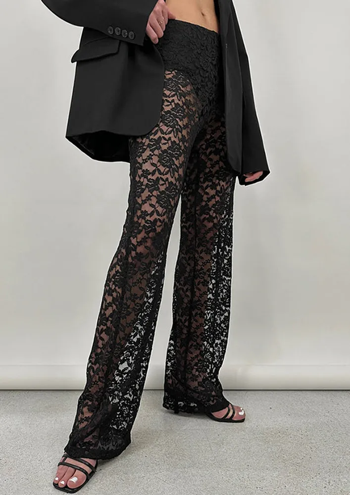 Black Sheer Lace Pants