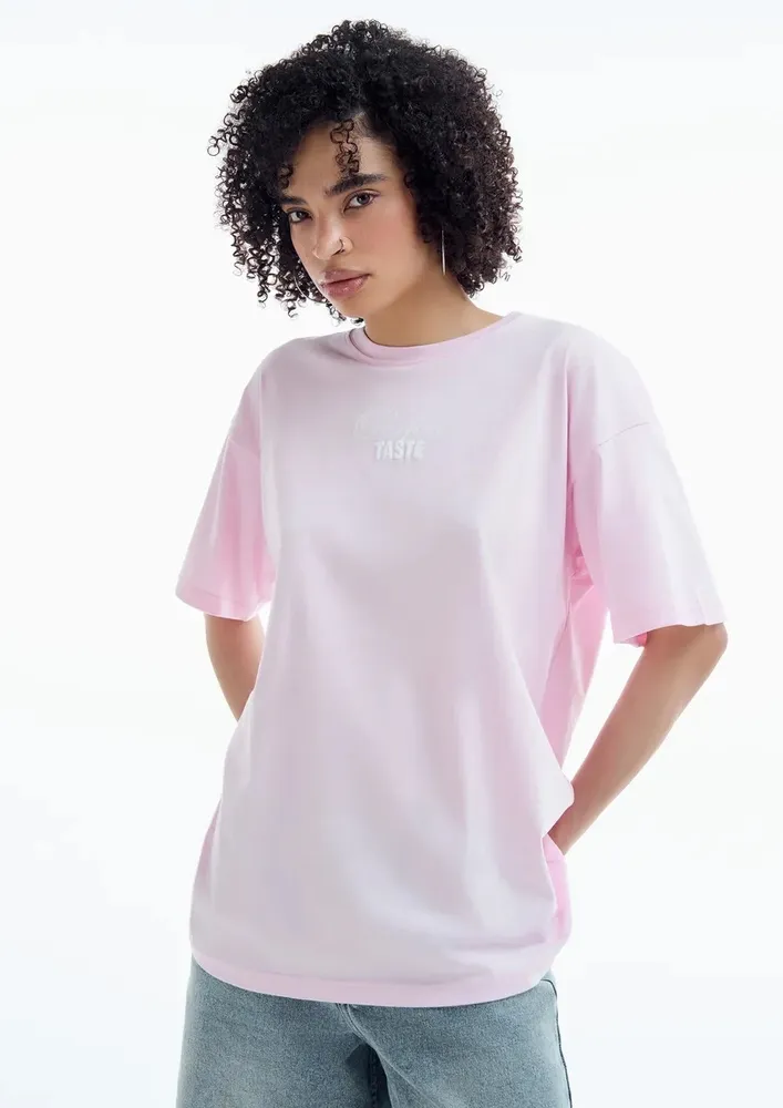 Pink Typographic Cotton T-shirt
