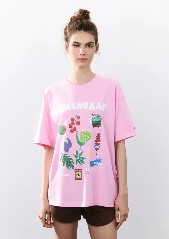 Pink Crew Neck Cotton T-shirt