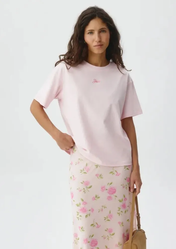 Pink Boxy-fit Typographic T-shirt