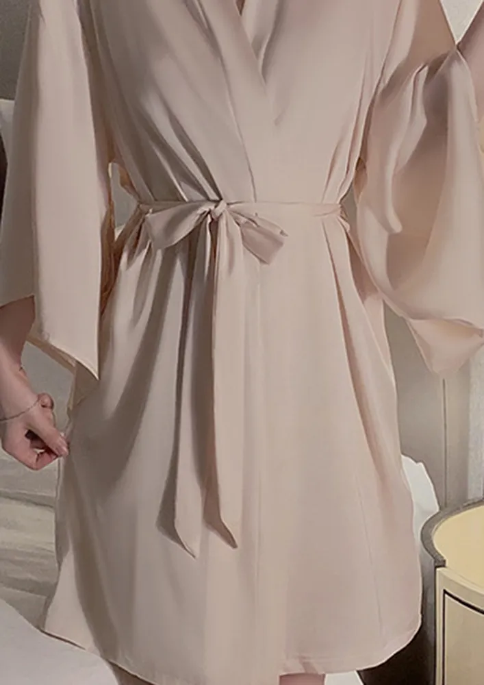 Apricot Free Size Tie-up Waist Robe