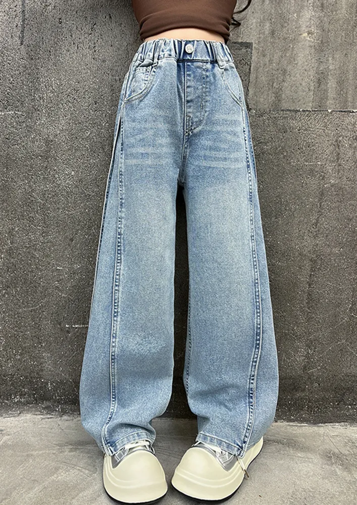 Blue Whiskered-effect Girls Jeans