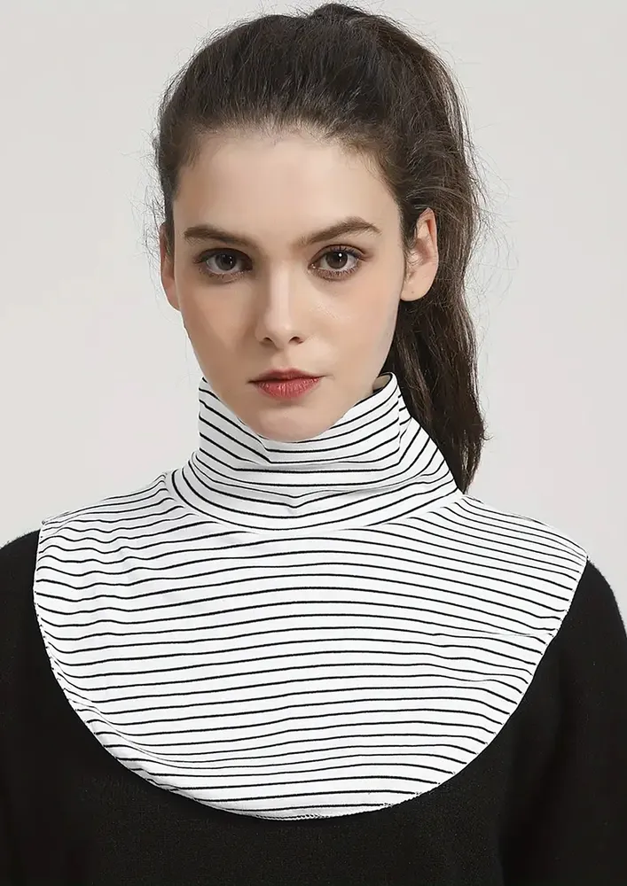 A WHITE-STRIPE HIGH-NECK COTTON COLLAR