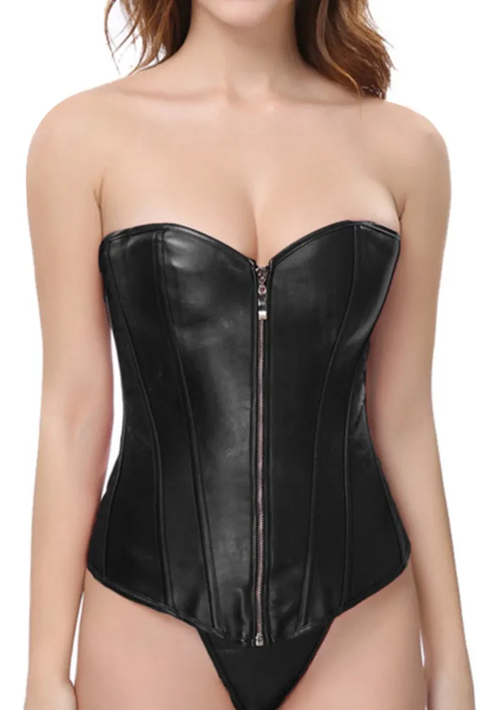 Zipper Black Body Shaping Corset & Thong Set