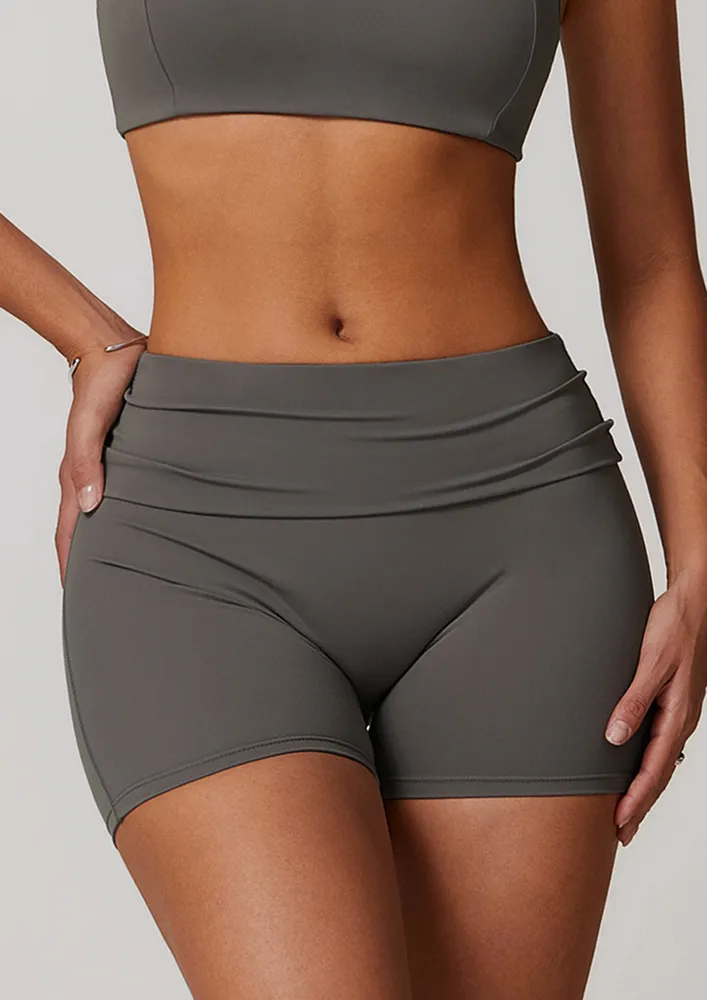 Grey Mid-rise Activewear Shorts