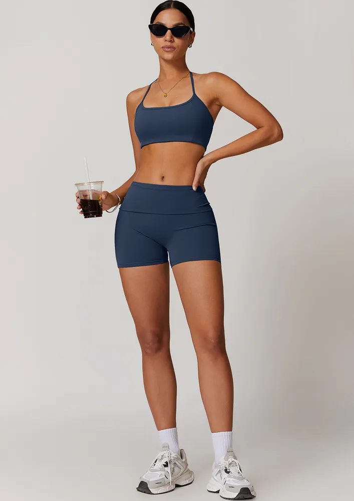 Blue Mid-rise Activewear Shorts