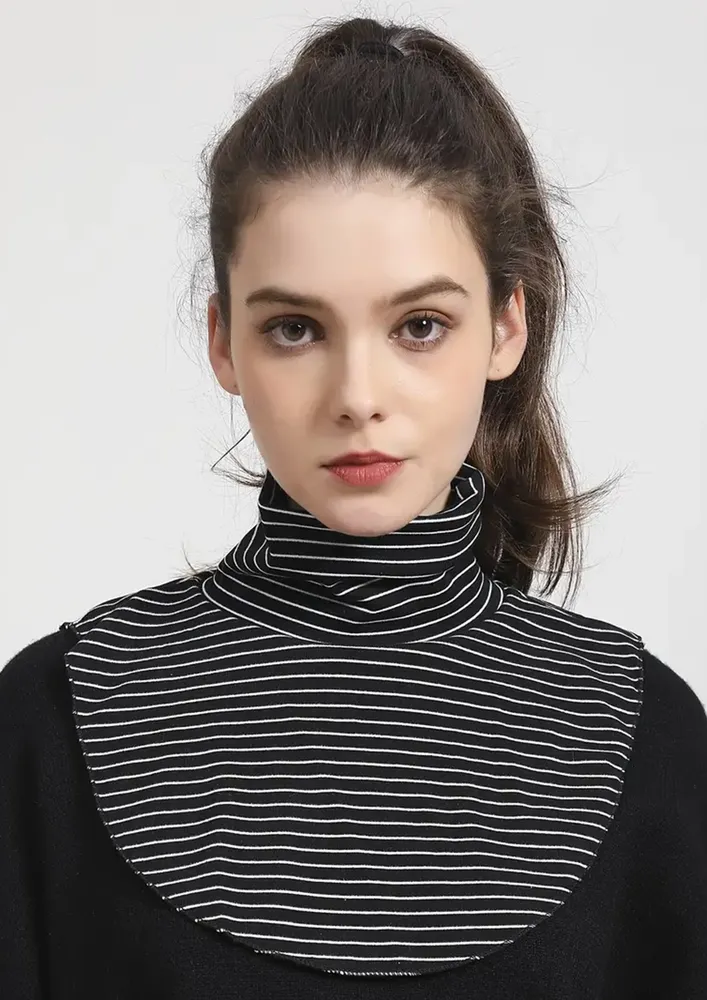 A BLACK-STRIPE HIGH-NECK COTTON COLLAR