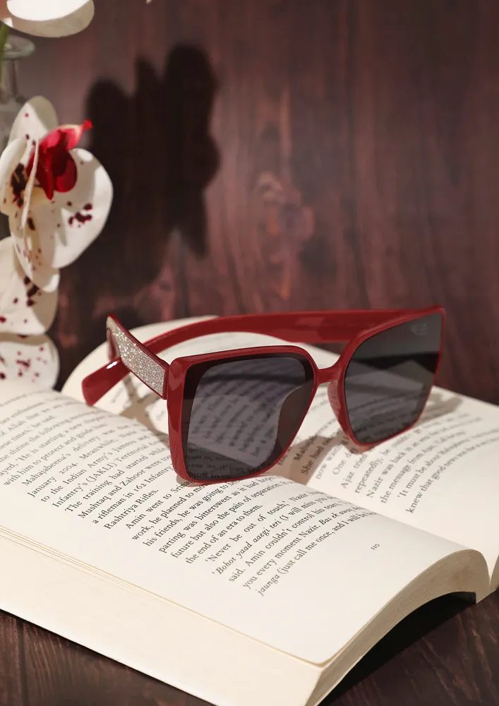 SQUARE RED-GREY WAYFARER SUNGLASSES