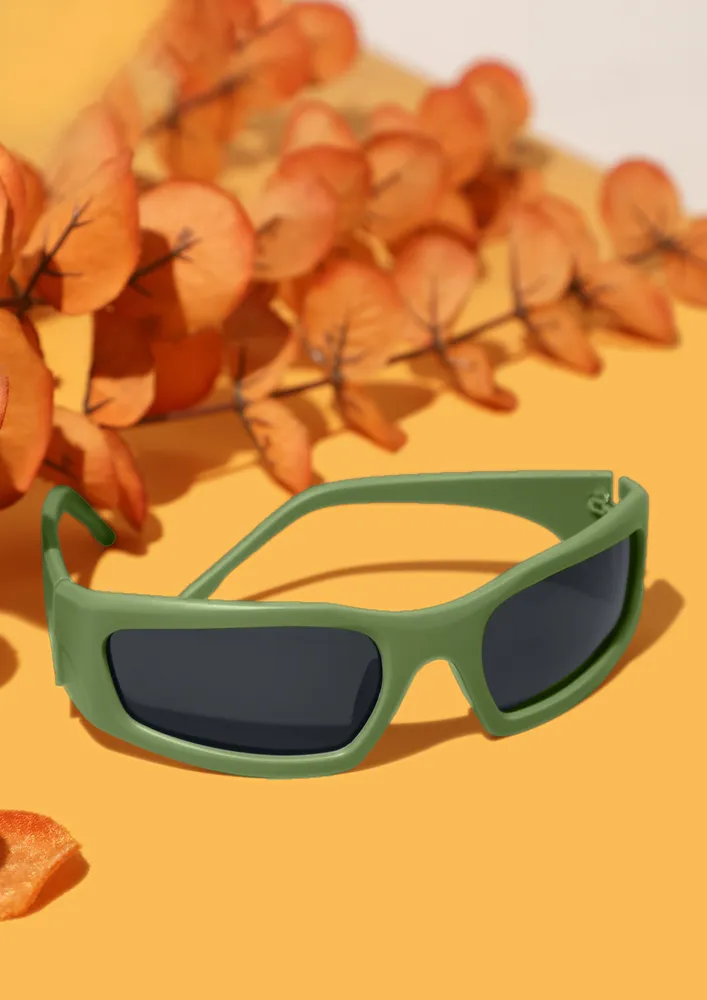 RECTANGULAR RETRO GREEN SUNGLASSES