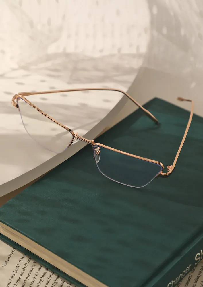 CAT-EYE GOLDEN RIMLESS SUNGLASSES