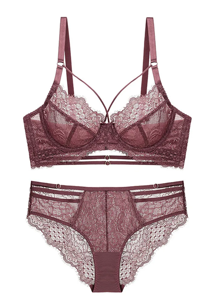 Two Piece Strappy Lace Lingerie Set