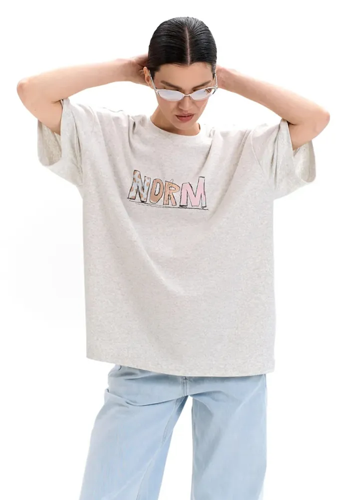 Grey Graphic Lettering Oversized T-shirt