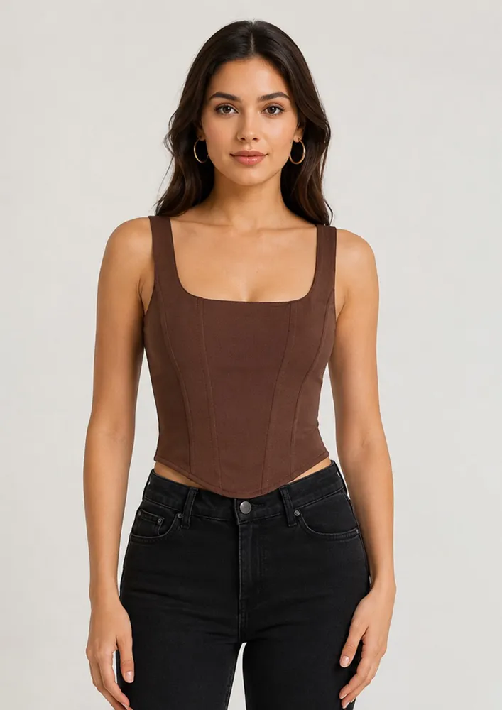 BROWN CORSET CAMI TOP