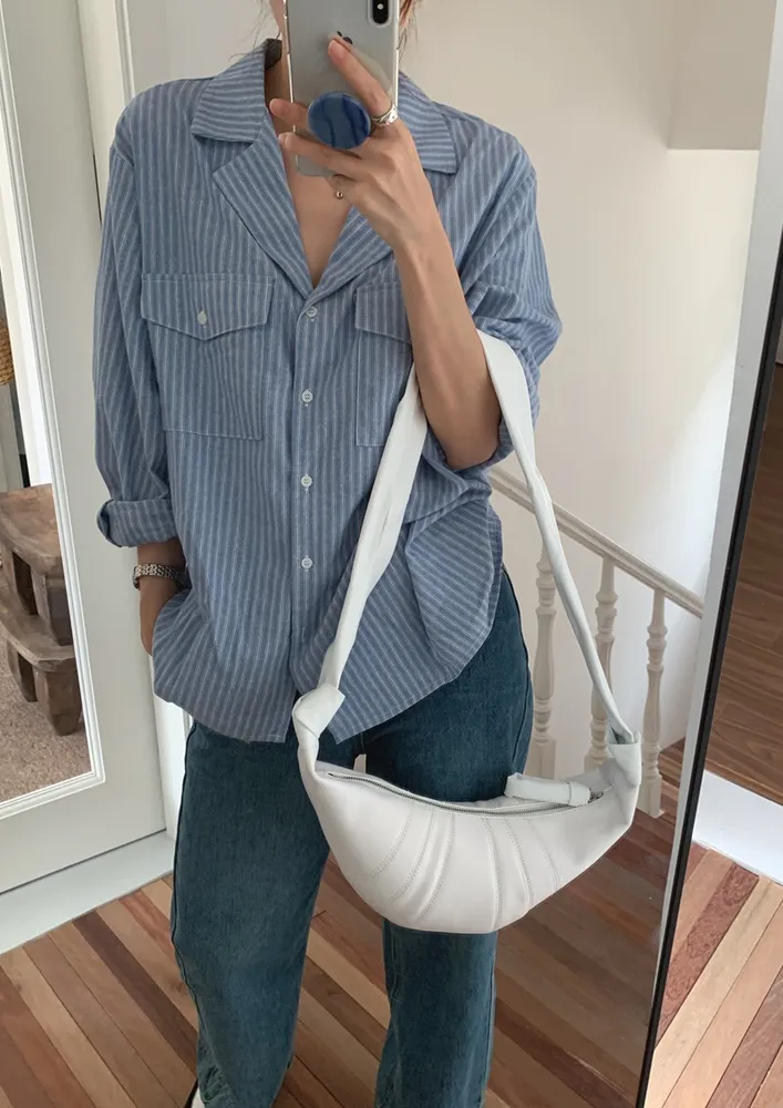 Blue Striped Free Size Shirt