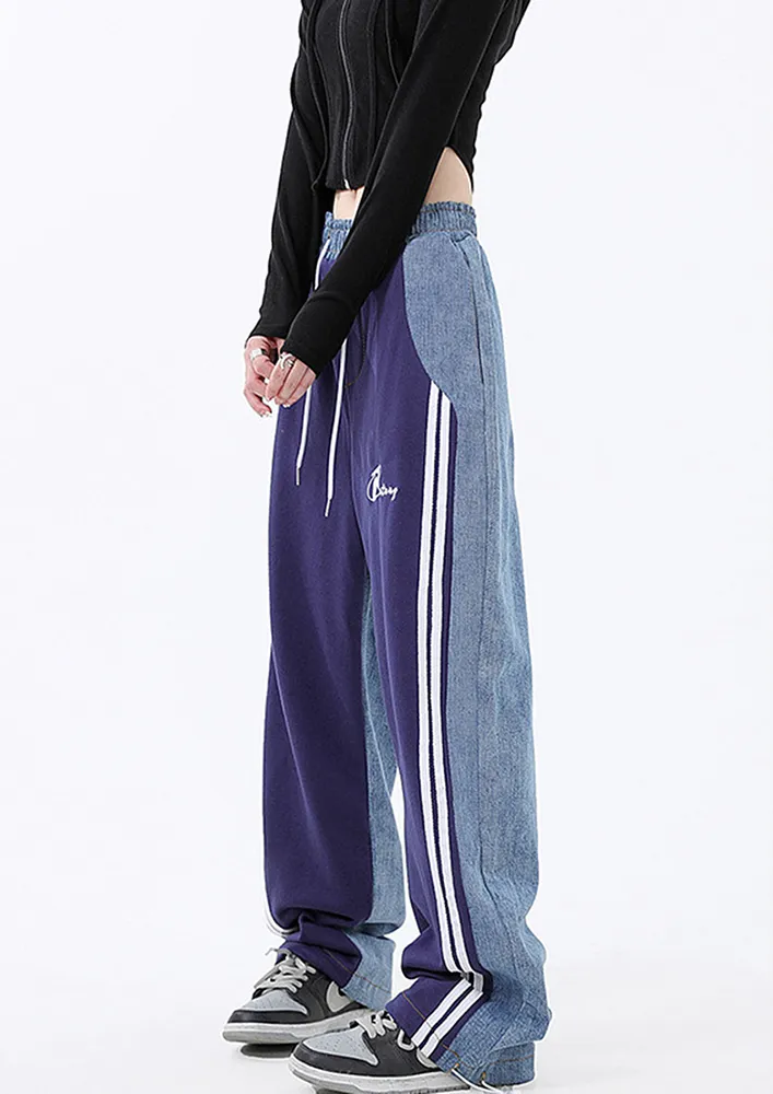 Contrasting Purple Casual Joggers