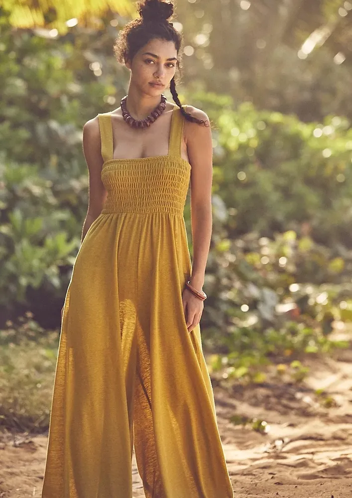 Yellow Sleeveless Wide Leg Jumpsuit