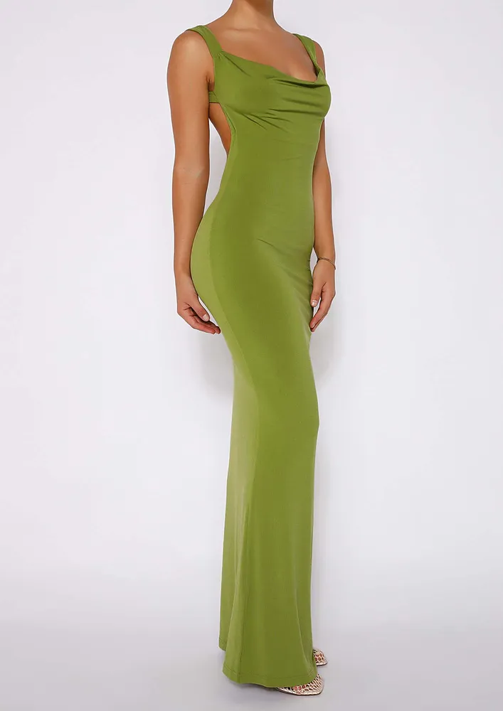 Yellow Green Backless Long Dress
