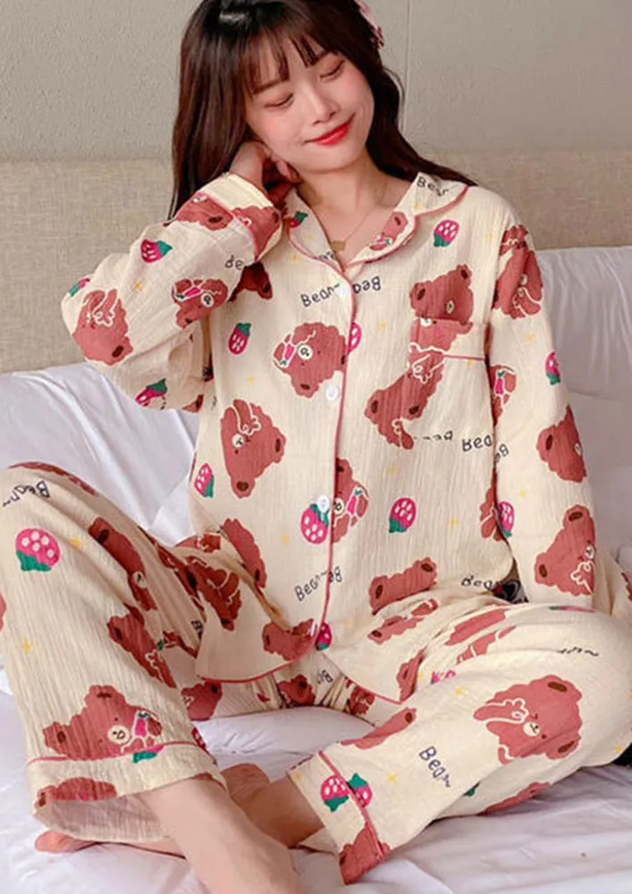 Pink Graphic Printed Nightwear Set 