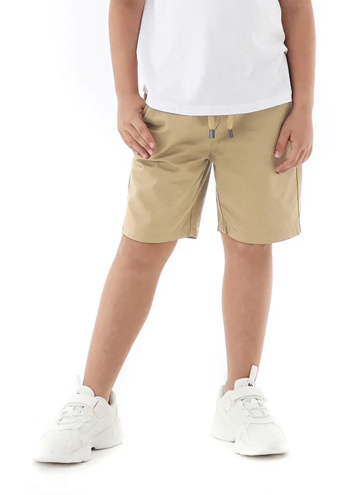 Boys Khaki Drawstring Waisted Shorts
