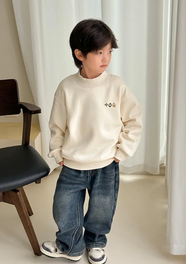 Boys Beige Typographic Sweatshirt
