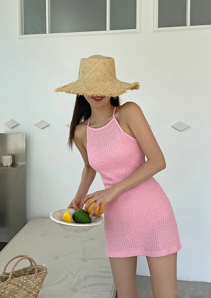 Pink Swim Dress With Bikini Panty