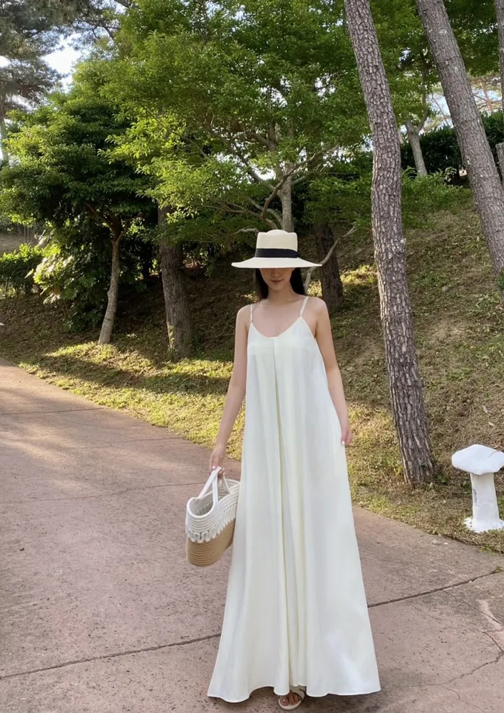 White Free Size Strappy Maxi Tent Dress