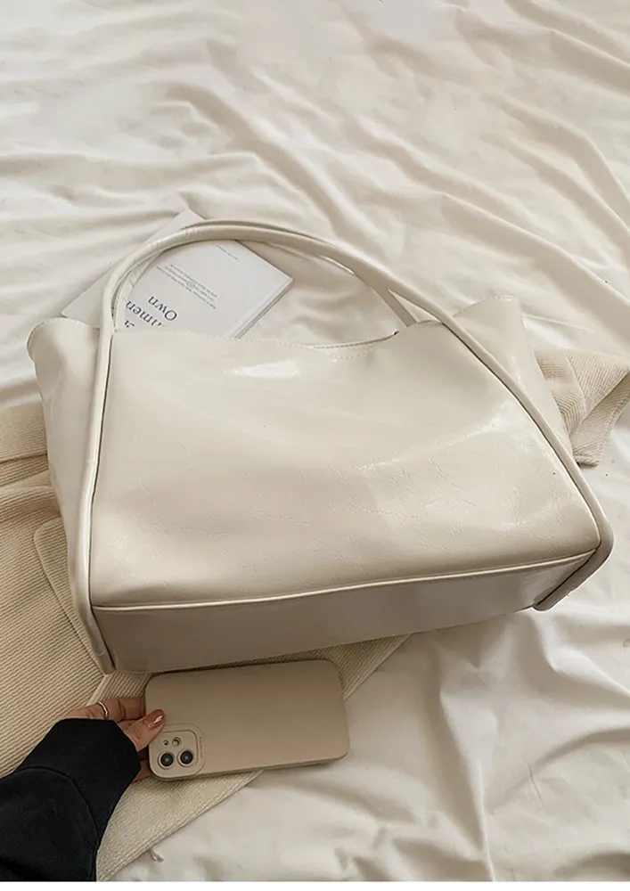 OFF-WHITE FAUX LEATHER SHOPPER BAG