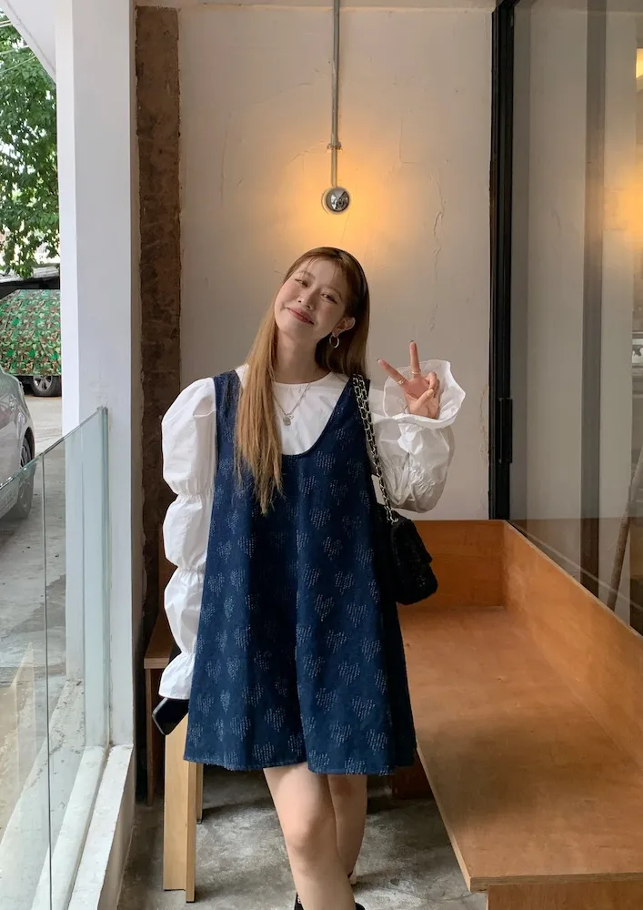 Free Size Dark Blue Pinafore Dress