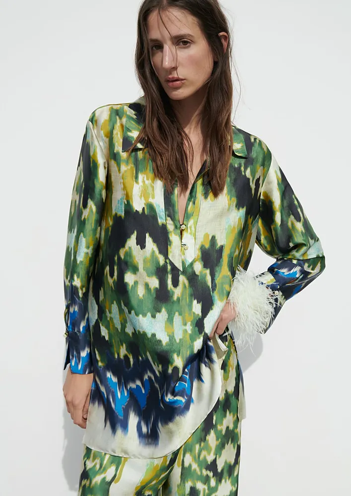 BOHO PRINT MULTICOLOUR RELAXED SHIRT