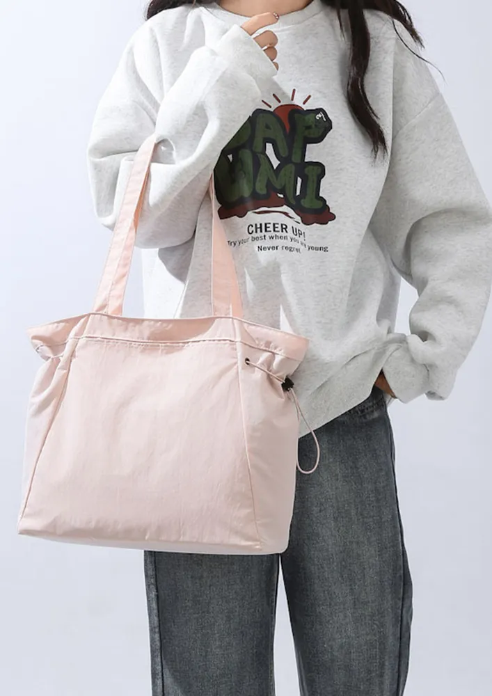 PINK DRAWSTRINGS-DETAIL TOTE BAG