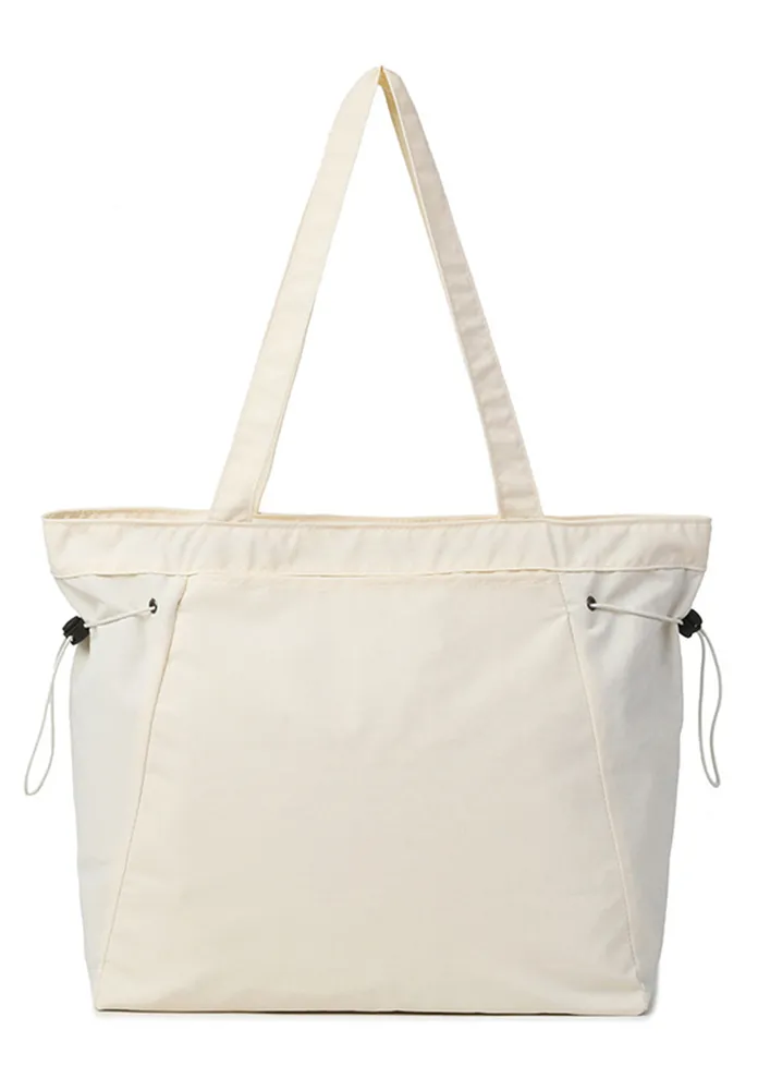 WHITE NYLON ZIP-UP TOTE BAG