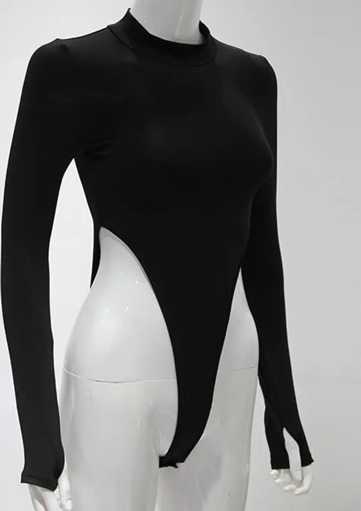 TURTLE-NECK BLACK SLIM BODYSUIT