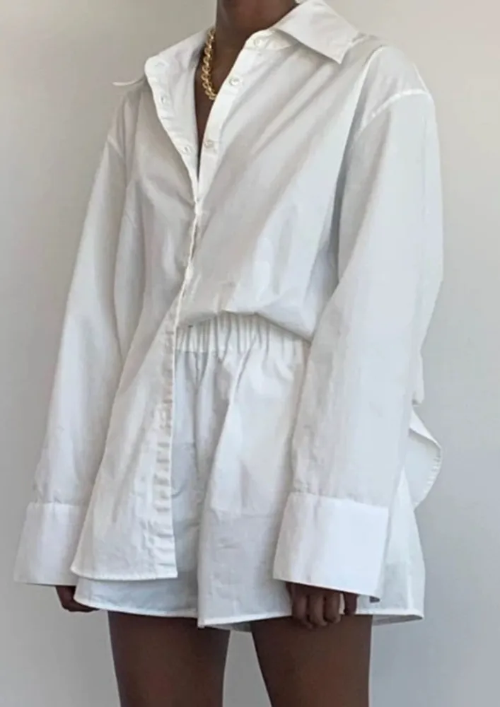 Solid White Shirt And Shorts Set