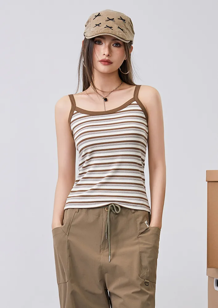 Light Brown Striped Fs Cami Top