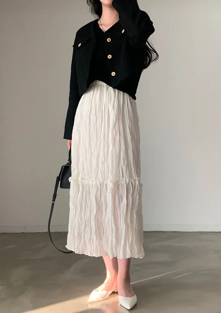 White Free Size Textured Skirt