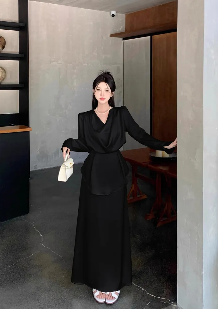 Black Blouse With Maxi Skirt